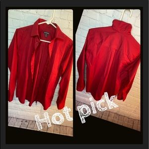 Boys George Red button down long sleeve shirt